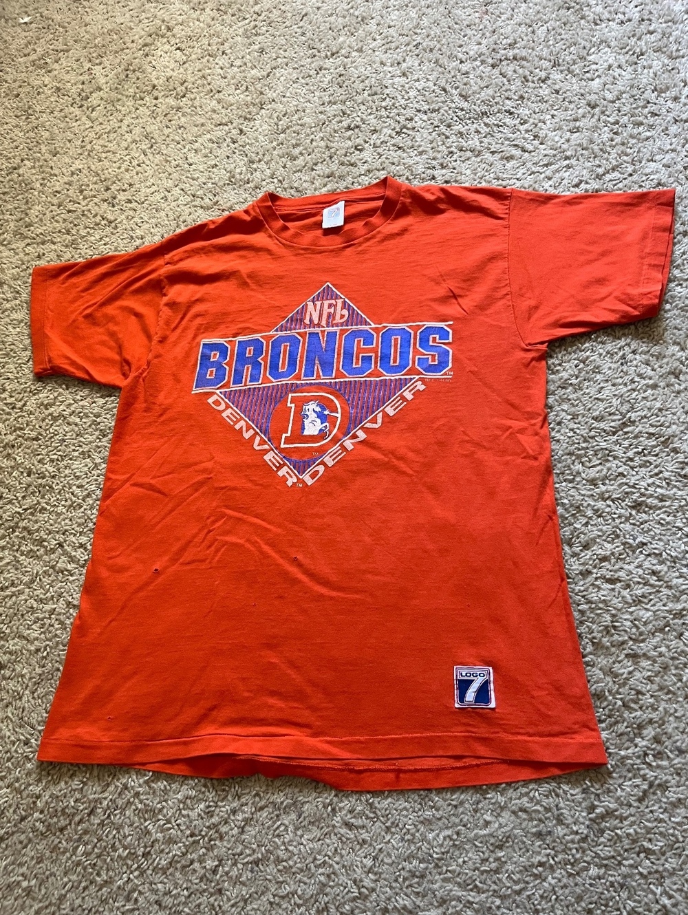 Logo 7 VTG Denver Broncos 1991 Orange Graphic Tee XL